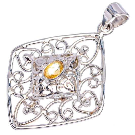 Signature Yellow Sapphire Pendant 1 5/8" (.925 Sterling Silver)