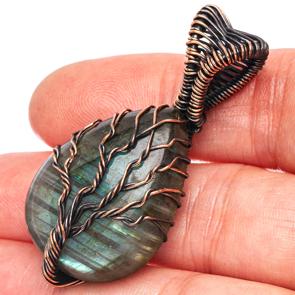 Labradorite Tree of Life Pendant 1 7/8" (Oxidized Copper)