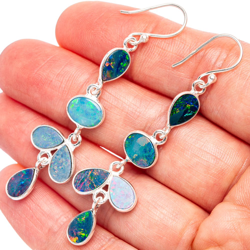 Doublet Opal Earrings 2 1/4" (925 Sterling Silver) E2360