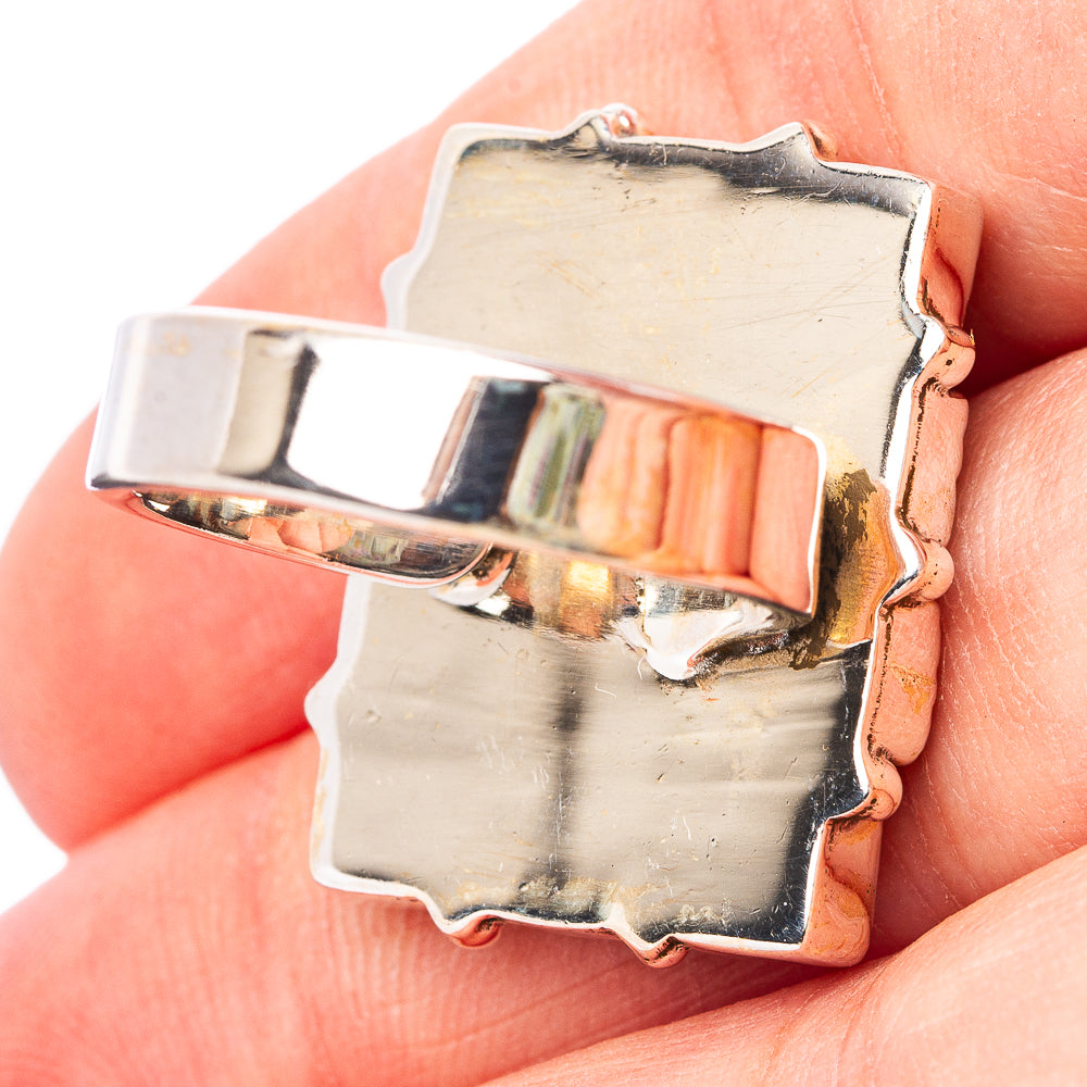Exclusive Native Style Red Dahlia Turquoise, Mojave Turquoise Ring Size 7 Adjustable (.925 Sterling Silver)