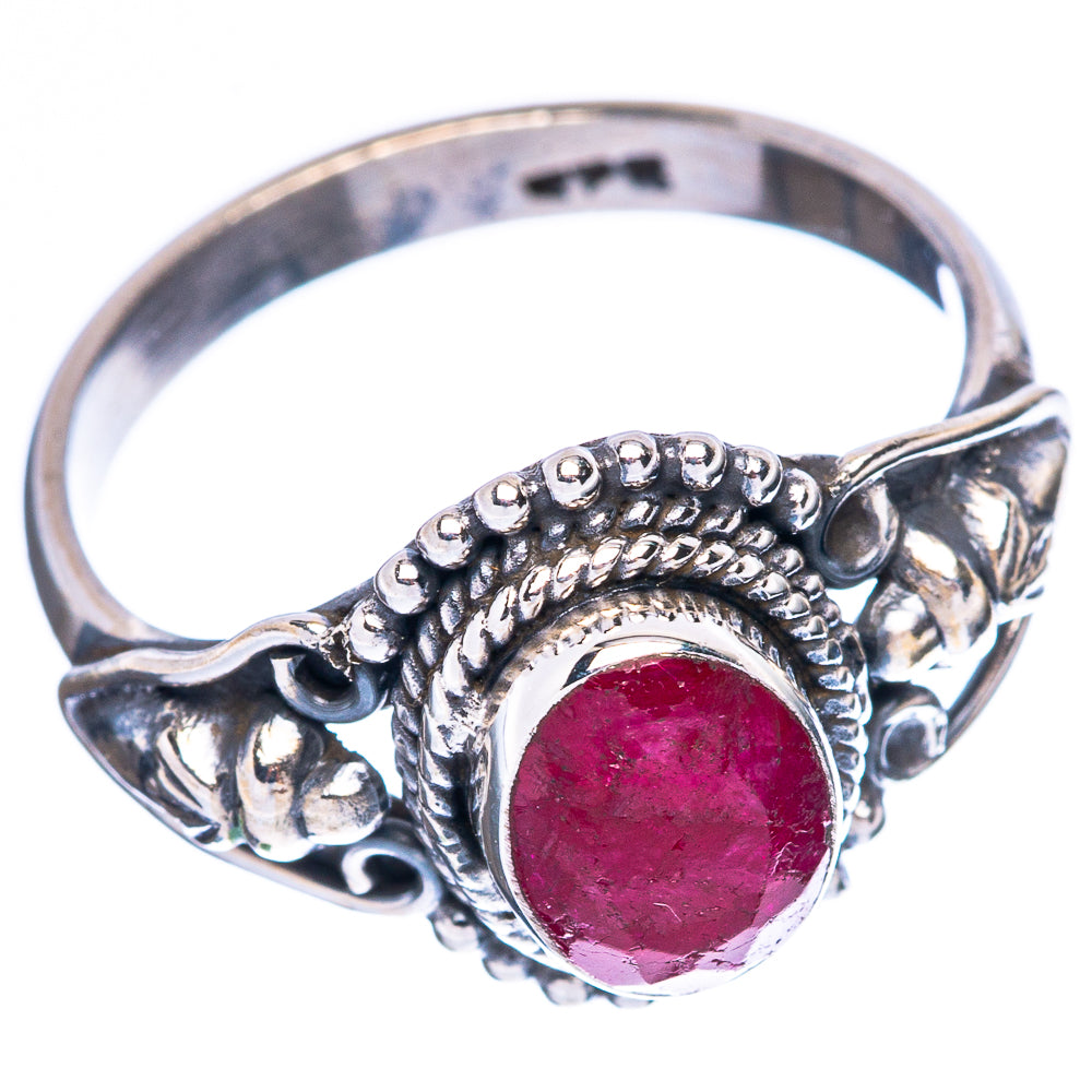 Red Sillimanite Dainty Ring Size 7.25 (925 Sterling Silver) R5108