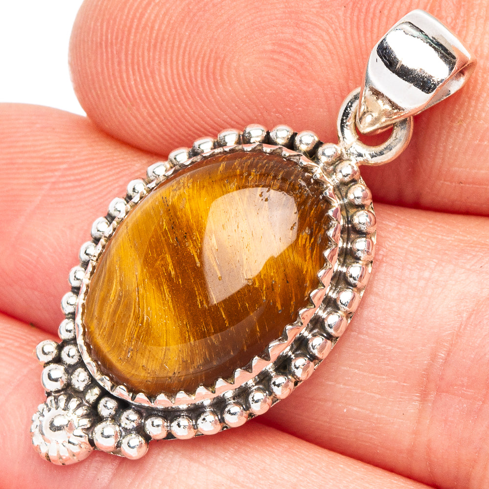 Tiger Eye Pendant 1 3/8" (925 Sterling Silver) P43823