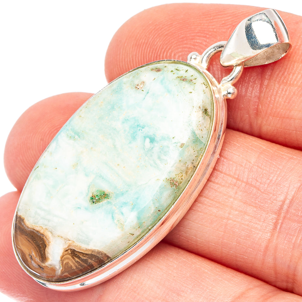 Blue Aragonite Pendant 1 5/8" (925 Sterling Silver) P43891