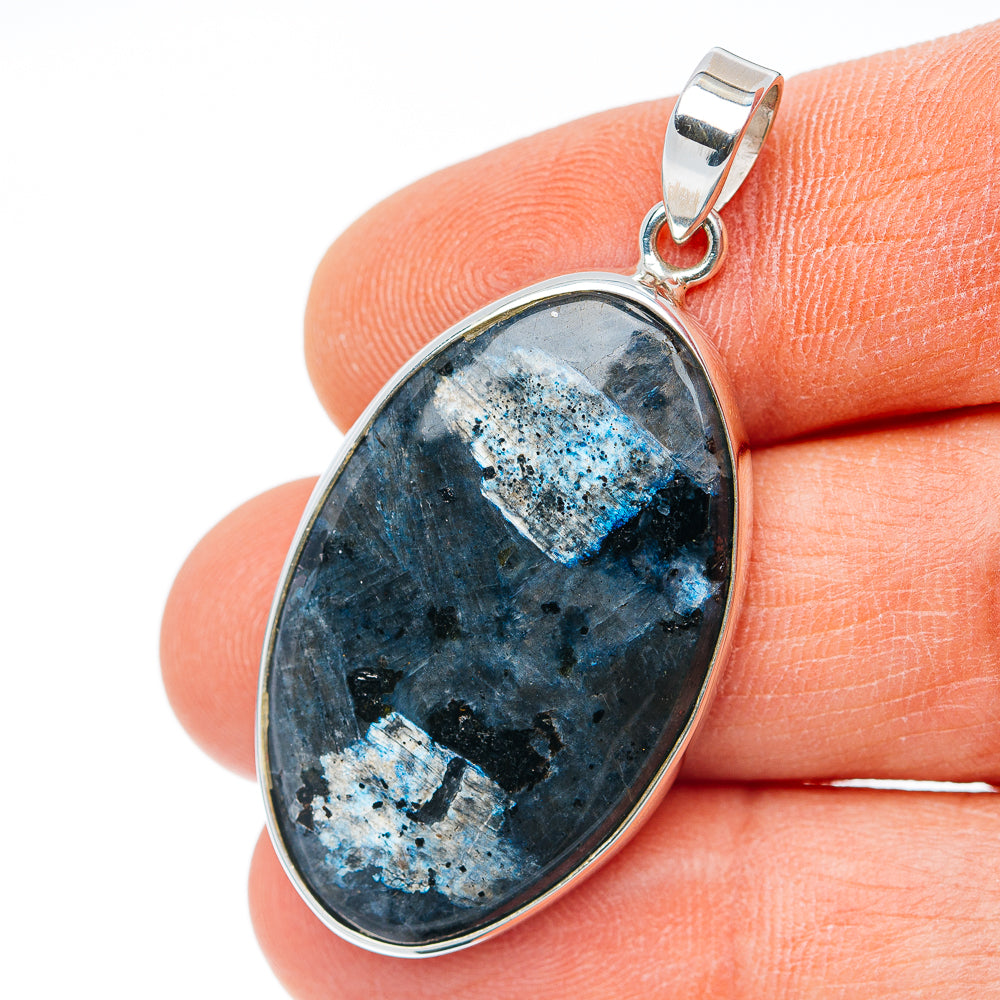 Premium Larvikite Pendant 1 3/4" (.925 Sterling Silver) Carat