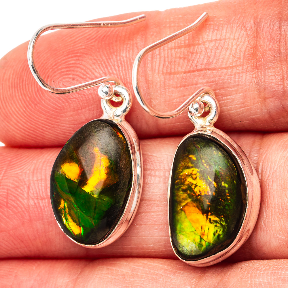 Premium Ammolite Earrings 1 3/8" (.925 Sterling Silver)