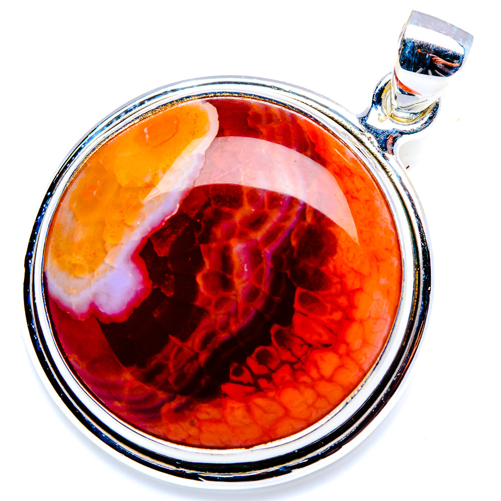 Fire Crab Agate Pendant 1 1/2" (925 Sterling Silver) PD38247