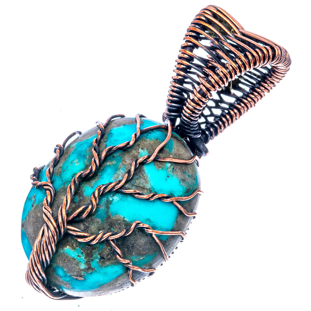 Turquoise Tree of Life Pendant 1 5/8" (Oxidized Copper)