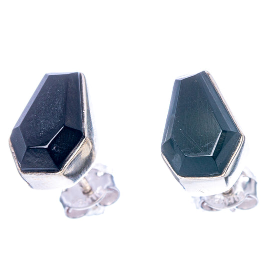 Faceted Black Onyx Earrings 1/2" (925 Sterling Silver) E1610