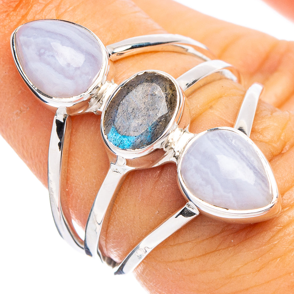 Blue Lace Agate, Labradorite 925 Sterling Silver Premium Ring Size 6.75 (925 Sterling Silver) R6609