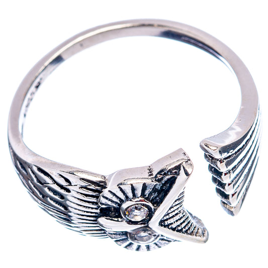 Sterling silver owl dainty ring with round cubic zirconia eyes
