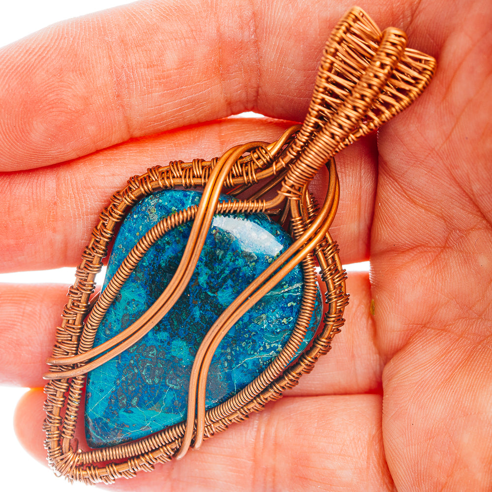 Shattuckite Wire Wrap Pendant 2 7/8" (Copper)
