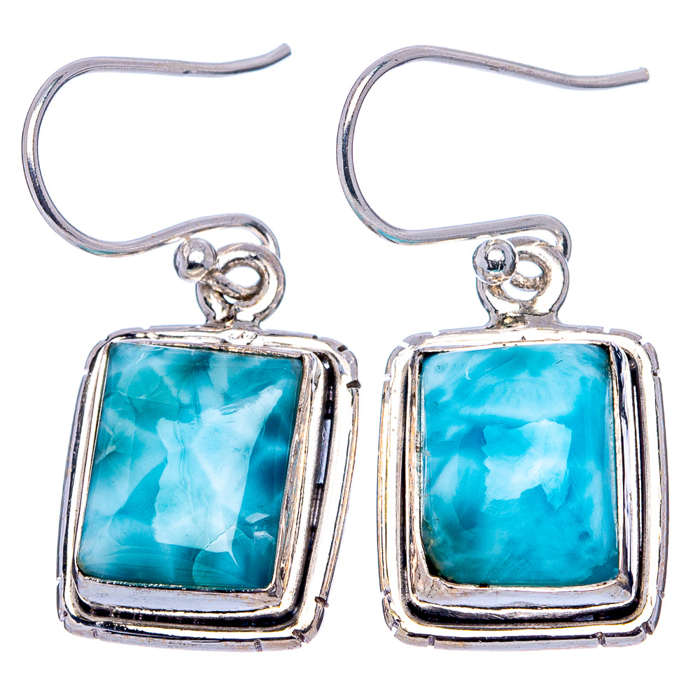 Rare Larimar Earrings 1 1/8" (.925 Sterling Silver)