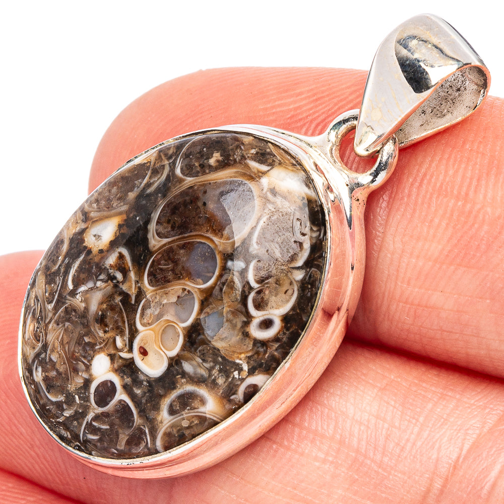 Turritella Agate Pendant 1 3/8" (925 Sterling Silver) P44762