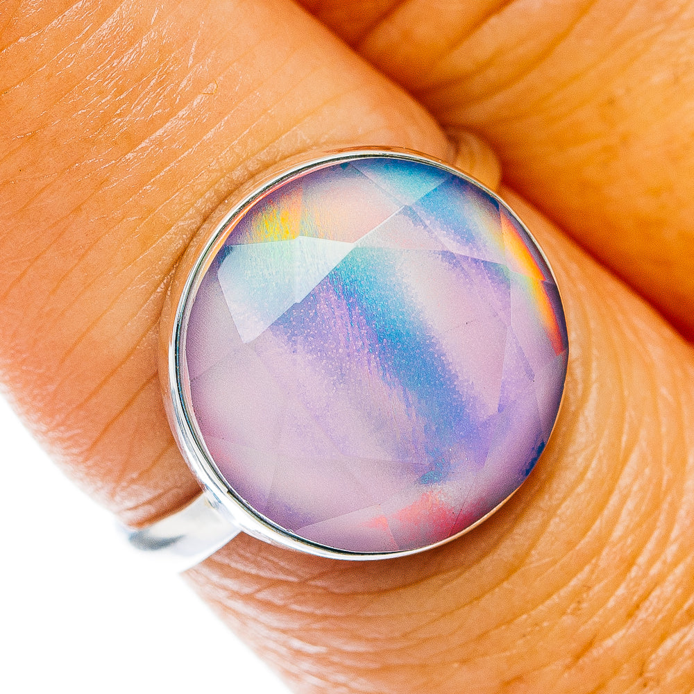 Aurora Opal Ring Size 7.75 (.925 Sterling Silver)