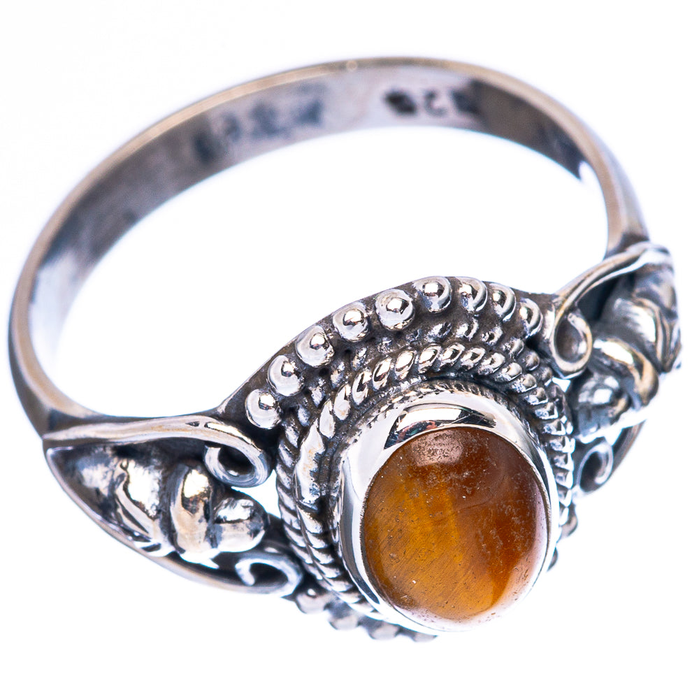 Tiger Eye Dainty Ring Size 7.25 (925 Sterling Silver) R5106