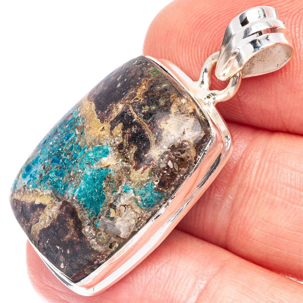 Cavansite Crystal Pendant 1 3/8" (925 Sterling Silver) P44565