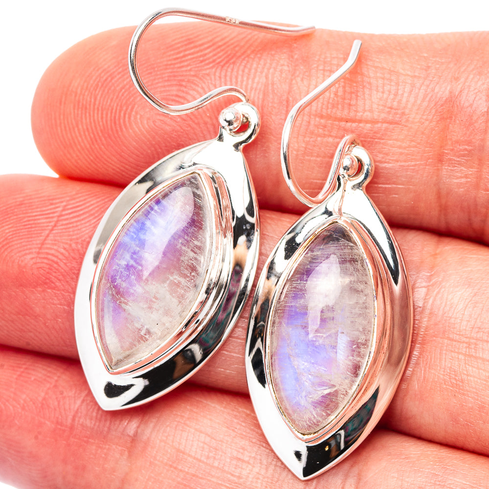 Premium Rainbow Moonstone Earrings 1 1/2" (.925 Sterling Silver)