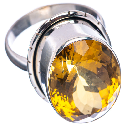 Amber oval quartz gemstone in .925 sterling silver ring, polished bezel and shoulders