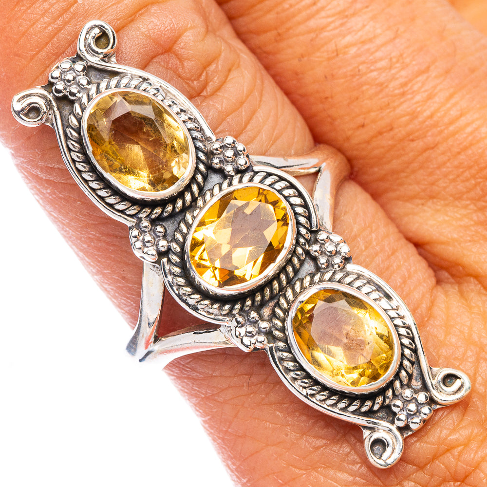Large Citrine Ring Size 9.75 (925 Sterling Silver) R7046