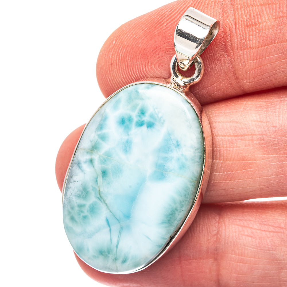 Larimar Pendant 1 5/8" (.925 Sterling Silver)