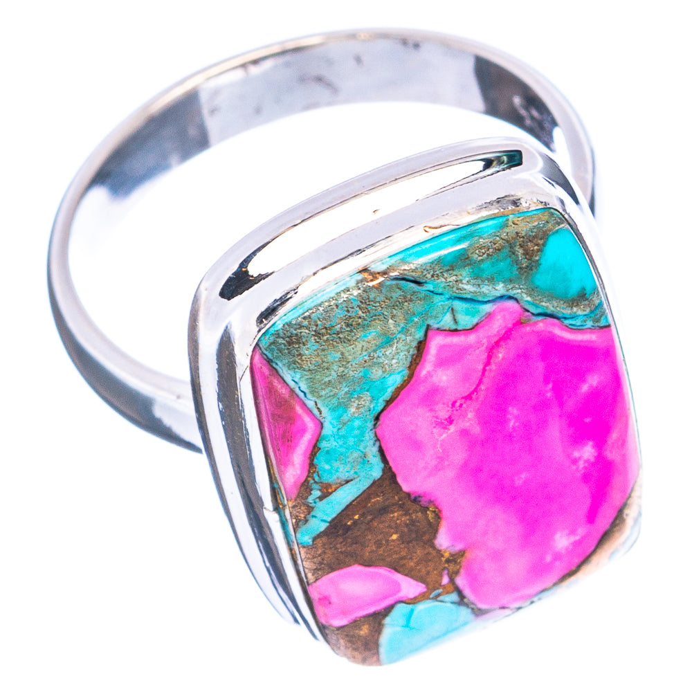 Pink Dahlia Mohave Turquoise Ring Size 6.75 (.925 Sterling Silver)