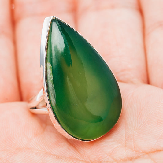 Premium Nephrite Jade Ring Size 6.75 (.925 Sterling Silver)