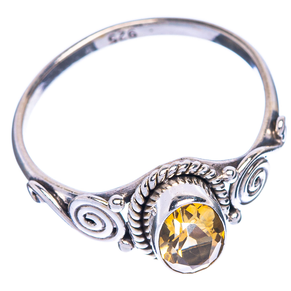 Faceted Citrine Dainty Ring Size 6.75 (925 Sterling Silver) R1163