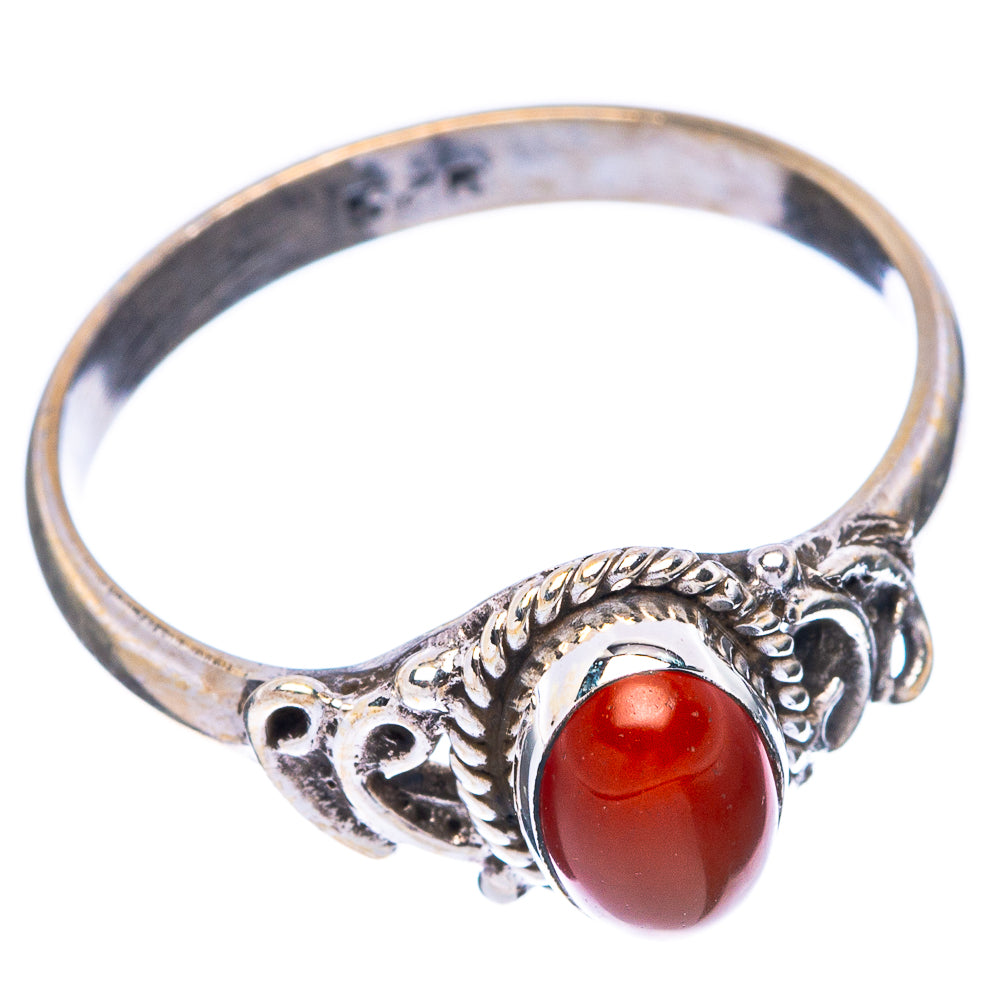 Red Onyx Dainty Ring Size 7.75 (925 Sterling Silver) R5826