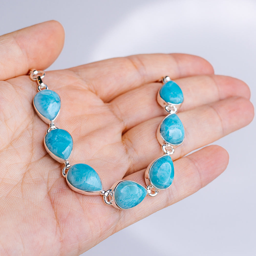 Larimar Bracelet 6 to 8" (.925 Sterling Silver)