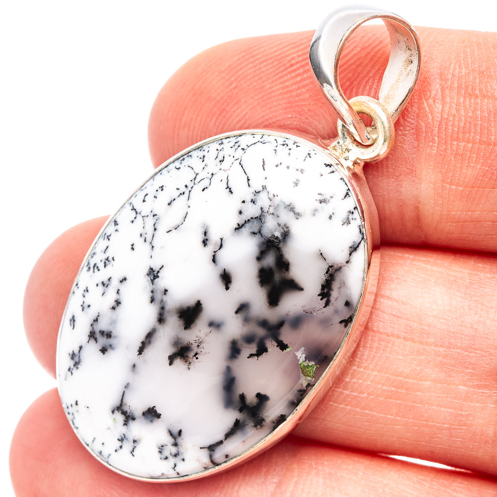 Dendritic Agate Pendant 1 5/8" (.925 Sterling Silver)