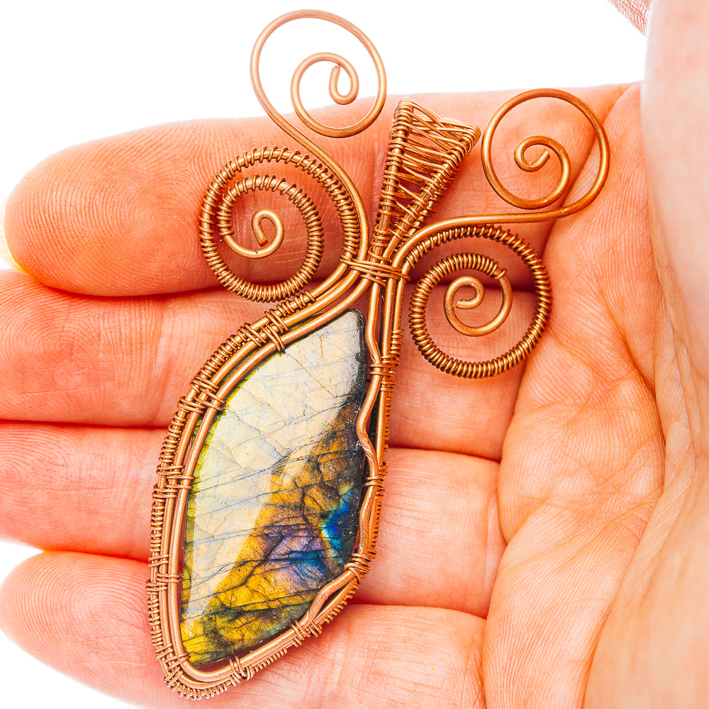 Spectrolite Wire Wrap Pendant 2 5/8" (Copper)