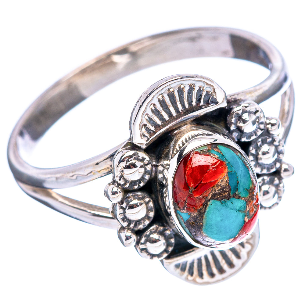 Coral Matrix Native Style Ring Size 8.25 (.925 Sterling Silver)