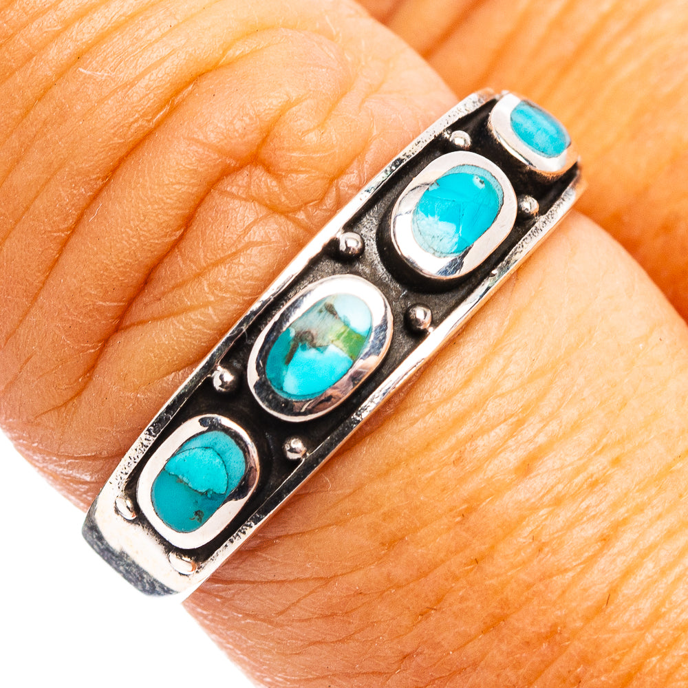 Native Style Mohave Turquoise Ring Size 8.5 (.925 Sterling Silver)