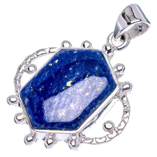 Lapis lazuli pendant with blue gemstone in .925 sterling silver openwork frame