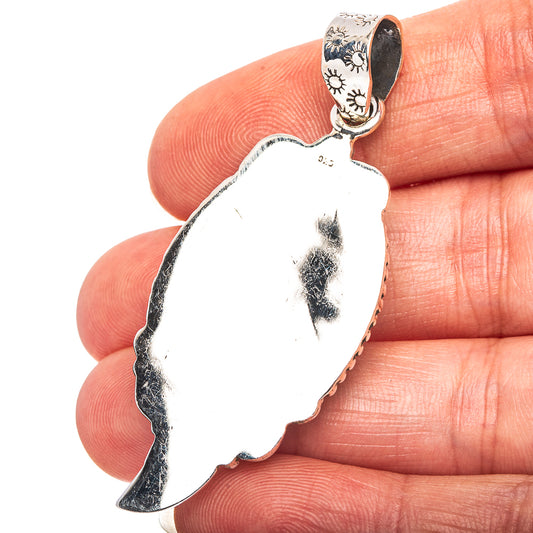 Exclusive Southwestern Style Hubei Turquoise Pendant 2 1/4" (.925 Sterling Silver)