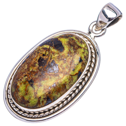 Oval gaspeite pendant with .925 sterling silver bail and rope-style border