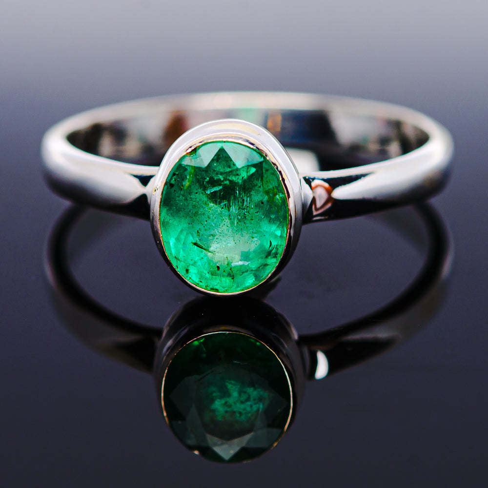 1ct Premium Zambian Emerald Ring Size 9.75 (.925 Sterling Silver)