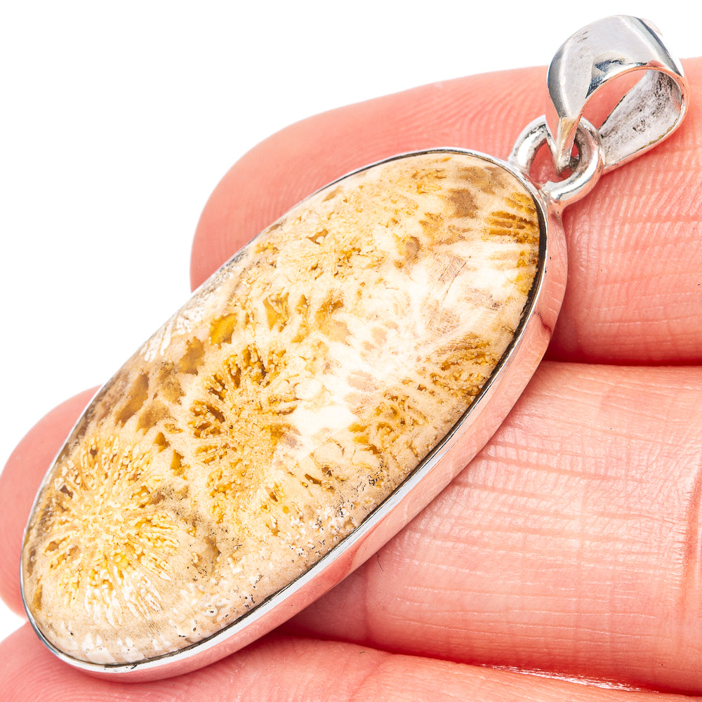 •FOSSILIZED CORAL - SOFT TRIANGLE• sterling silver pendant