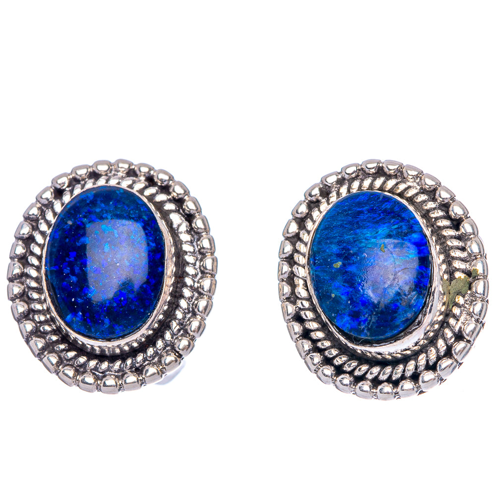 Rare Triple Opal Earrings 5/8" (925 Sterling Silver)