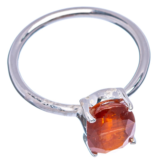 Orange kyanite ring, .925 sterling silver band with prong-set faceted orange gemstone