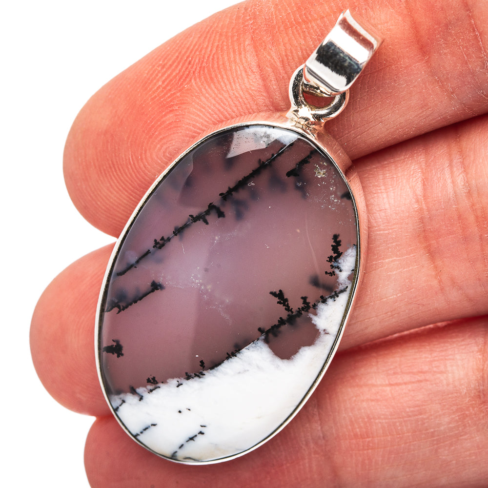 Dendritic Opal Pendant 1 3/4" (.925 Sterling Silver)