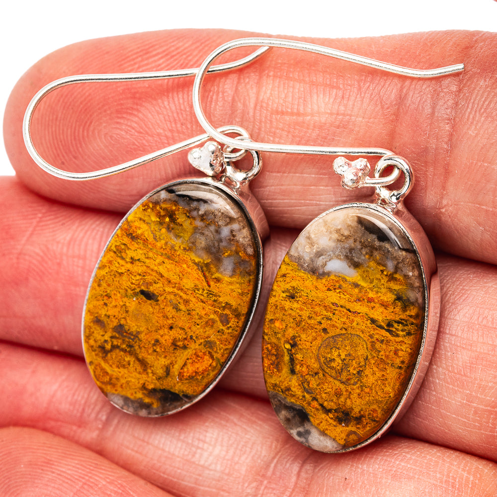 Premium Bumblebee Jasper Earrings 1 3/4" (.925 Sterling Silver)