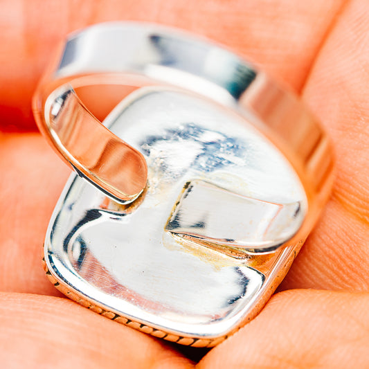 White Buffalo Turquoise Ring Size 7 Adjustable (.925 Sterling Silver)