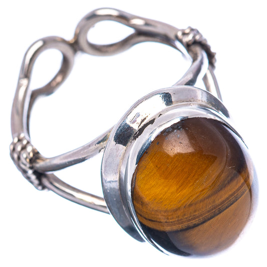 Sterling silver tiger's eye oval ring, size 6.25