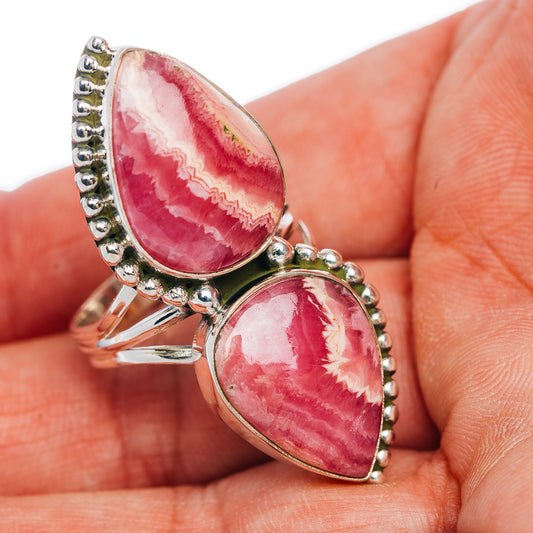 Premium 2-Gemstone Rhodochrosite Ring Size 10 (.925 Sterling Silver)