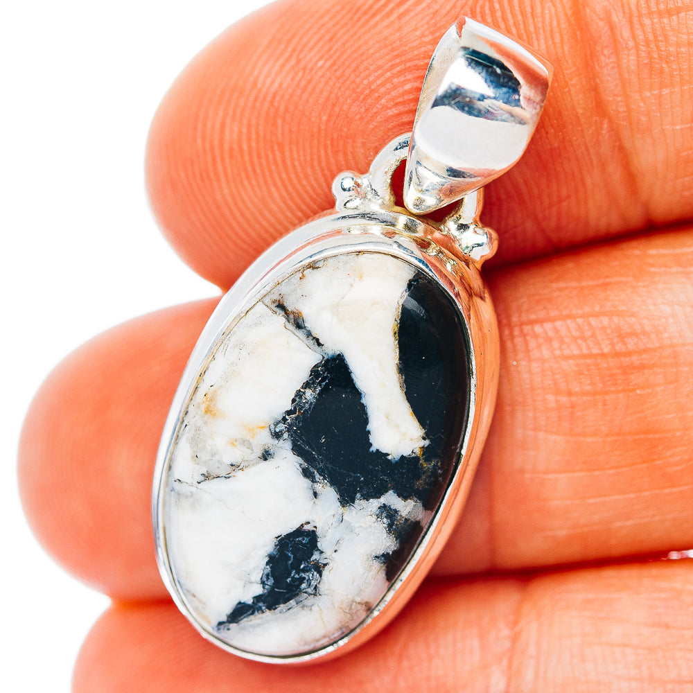 White Buffalo Turquoise Pendant 1 3/8" (.925 Sterling Silver)