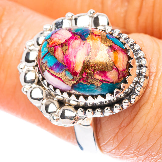 Kingman Pink Dahlia Turquoise Ring Size 7 (925 Sterling Silver) R4068