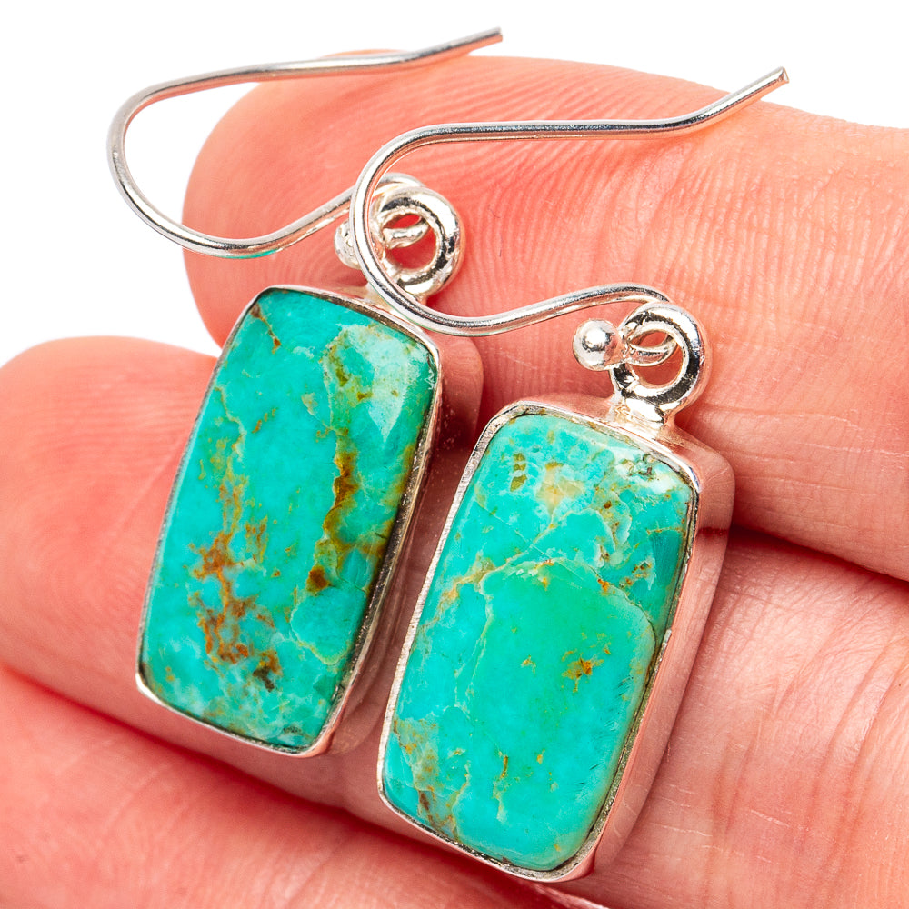 Arizona Turquoise Earrings 1 3/8" (.925 Sterling Silver)