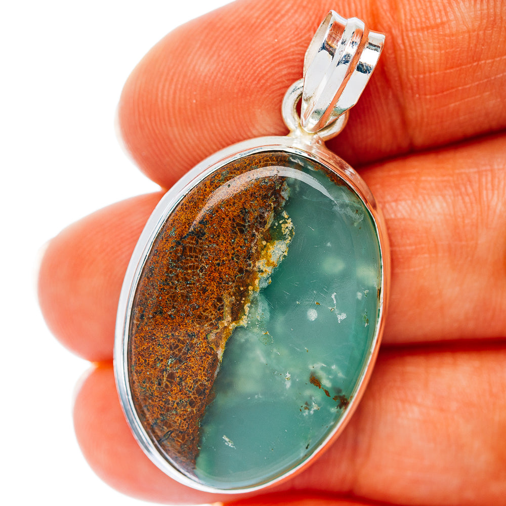 Boulder Chrysoprase Pendant 1 5/8" (.925 Sterling Silver)
