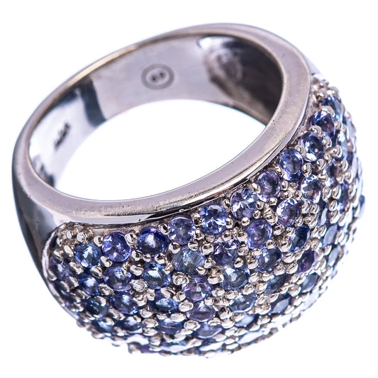 Tanzanite sterling silver ring, size 5, with pavé-set blue stones